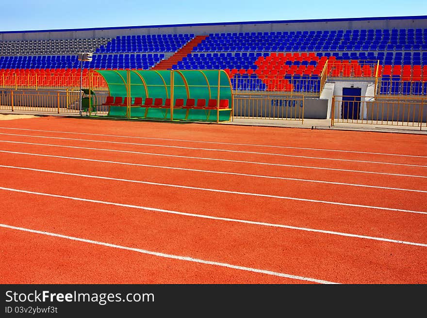 Fotball Stadium On Blue Sky