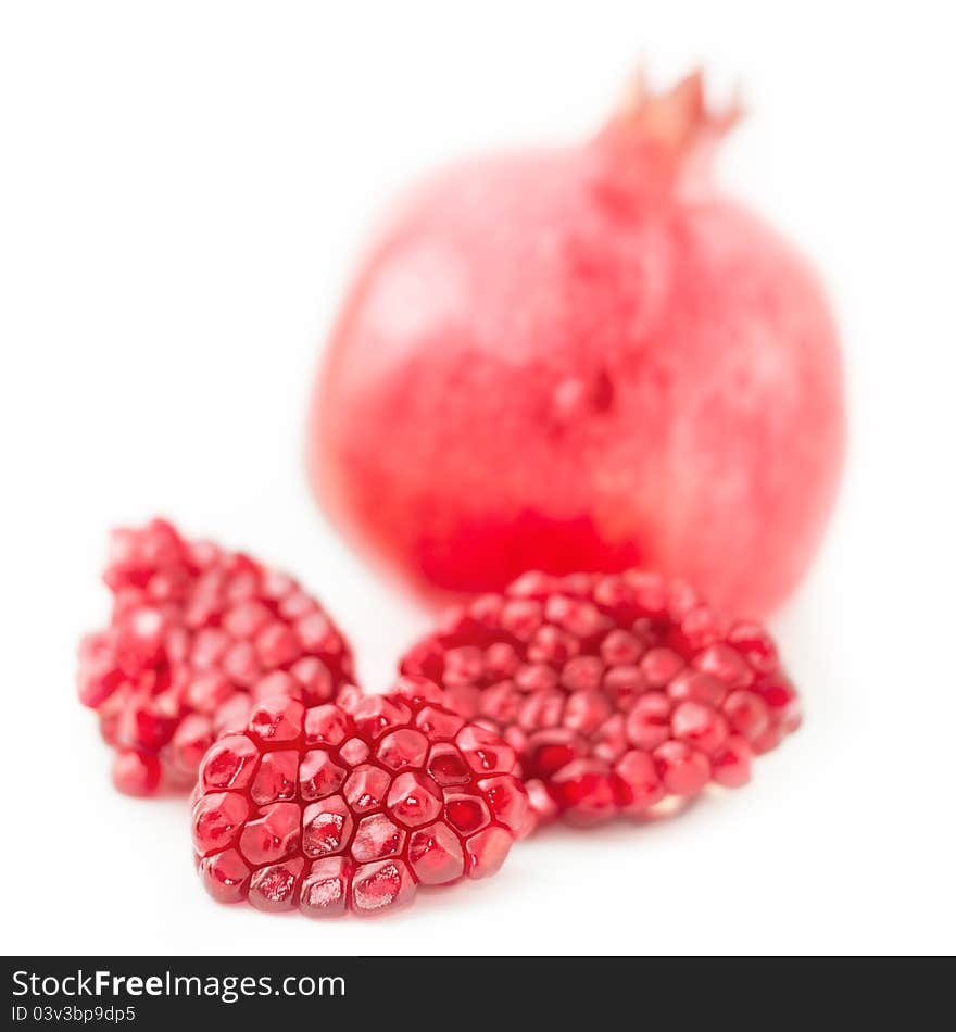 Fresh pomegranate on white background