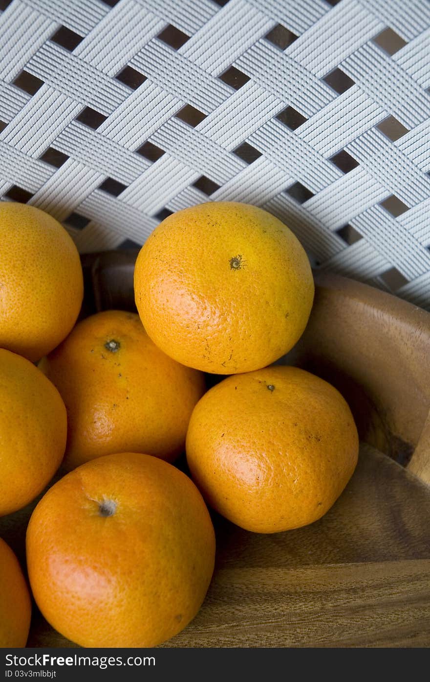 Oranges In Wooden Tray