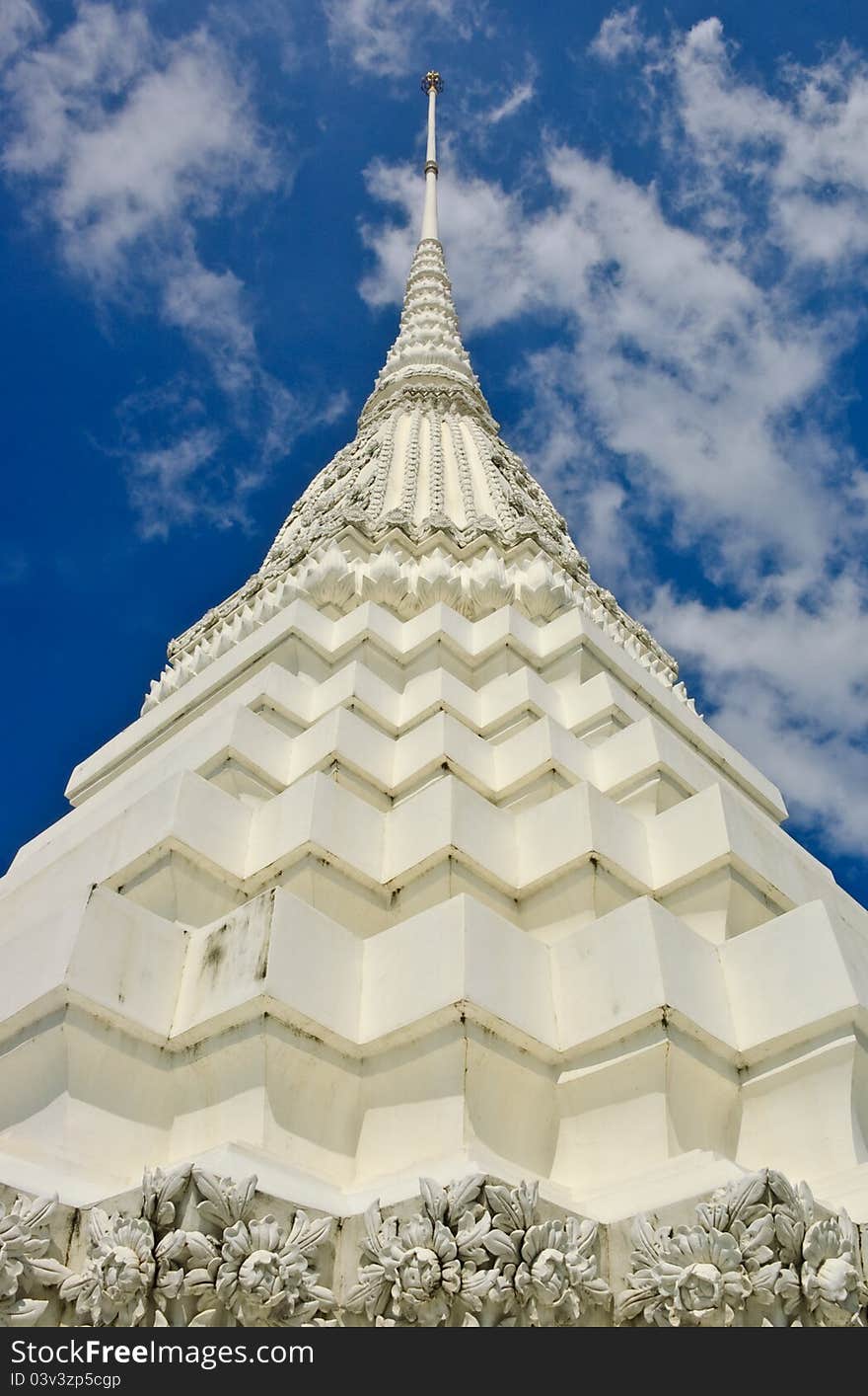 Close up of white pagoda in Bangkok