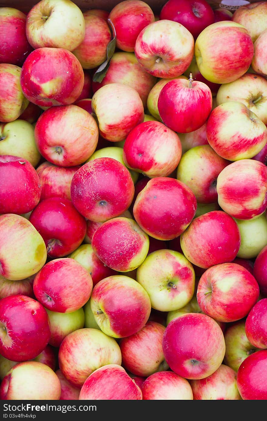 View from above of a group of red apples. View from above of a group of red apples