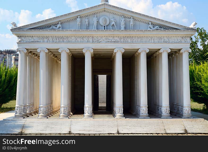 Close-up of classic columns. Old historic building