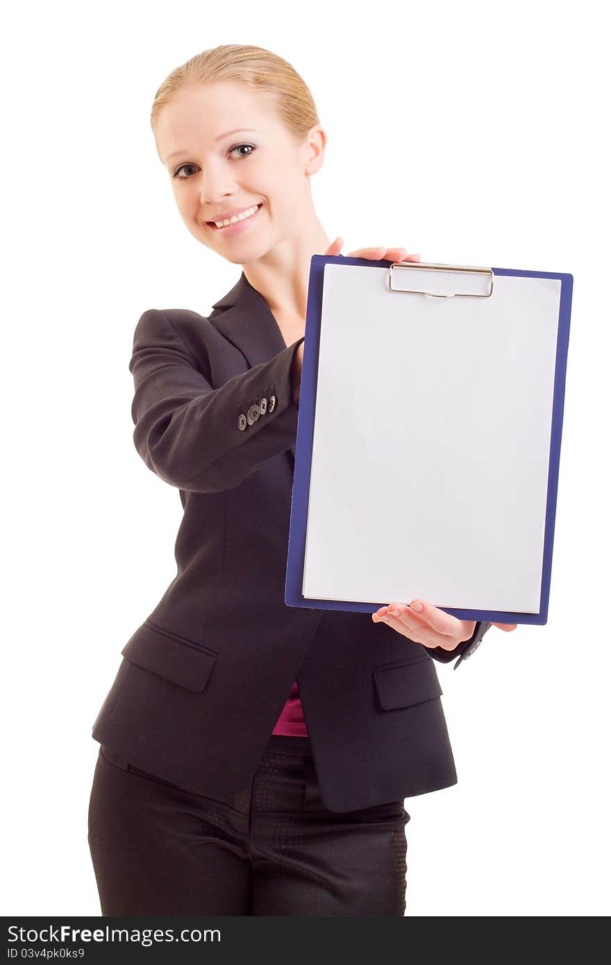 Portrait of the business woman with a represent folder