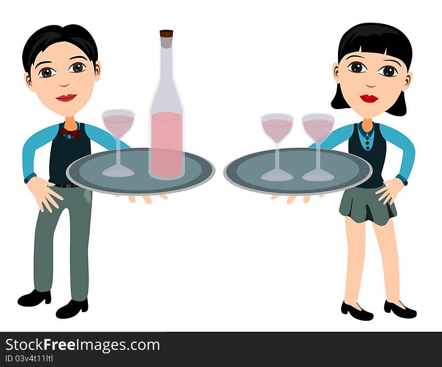 Waiter and waitress