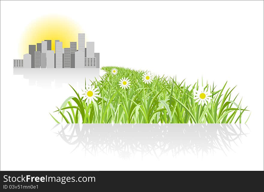 Road to sity from grass. Vector illustration. Road to sity from grass. Vector illustration.