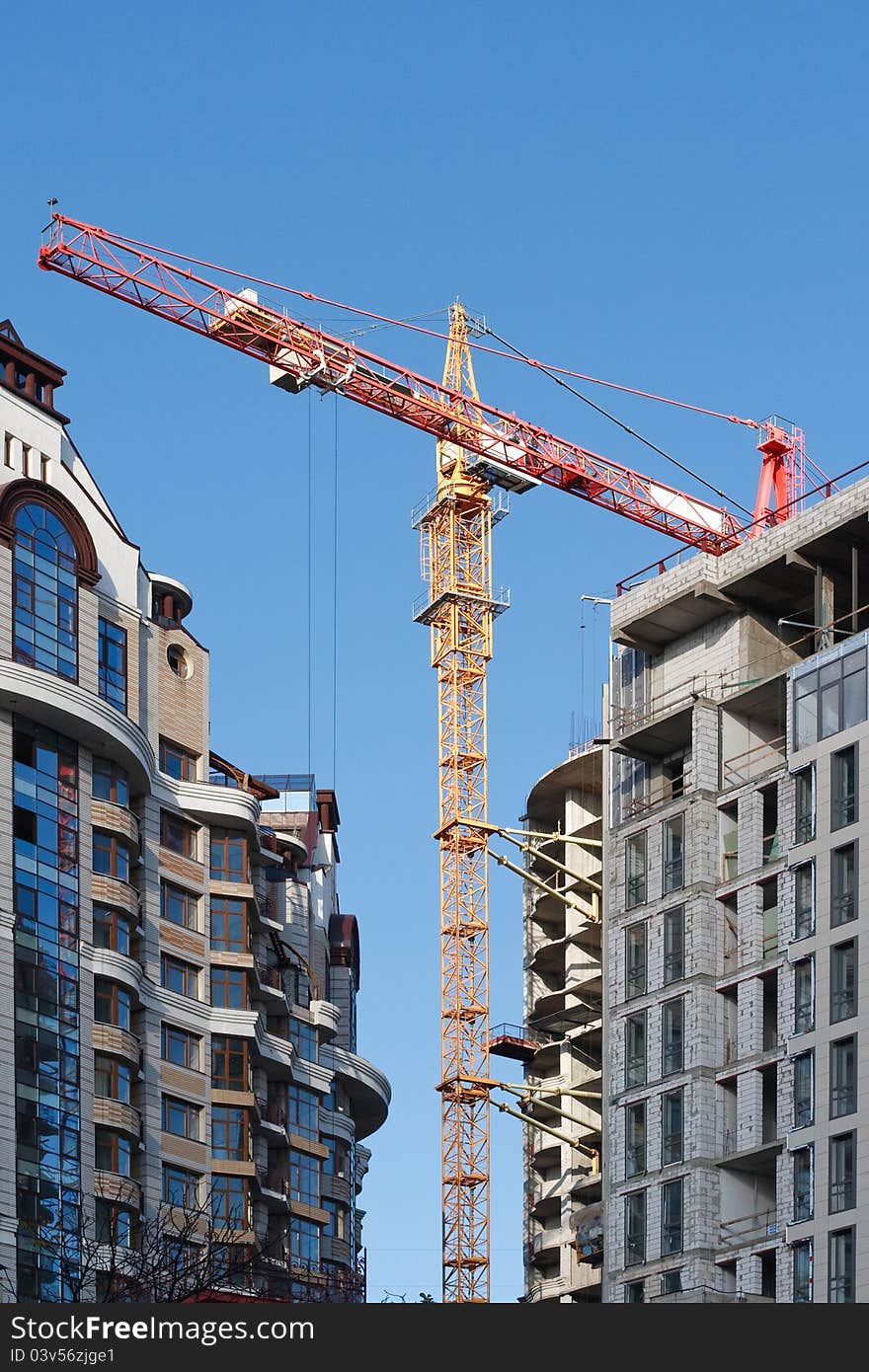 The construction of a multistory building in Kiev. The construction of a multistory building in Kiev