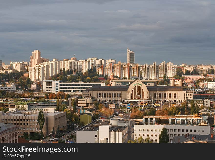 View of the Kiev railway station in the afternoon.