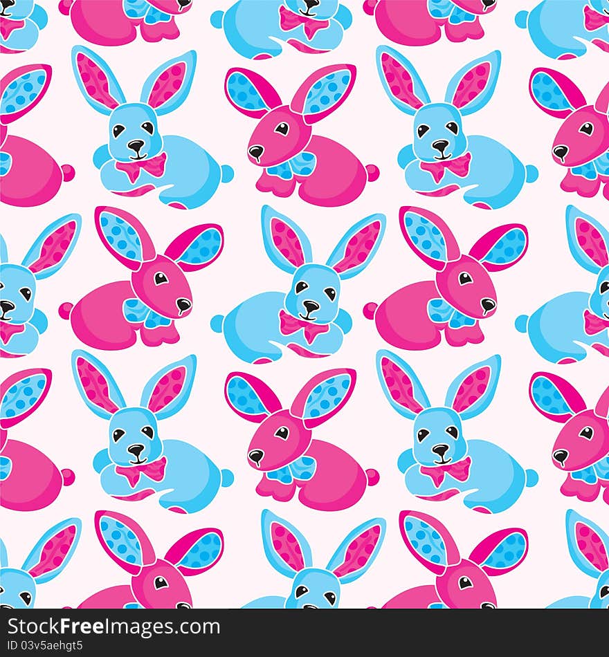 Seamless pattern - сhildren's amusing toy rabbits.