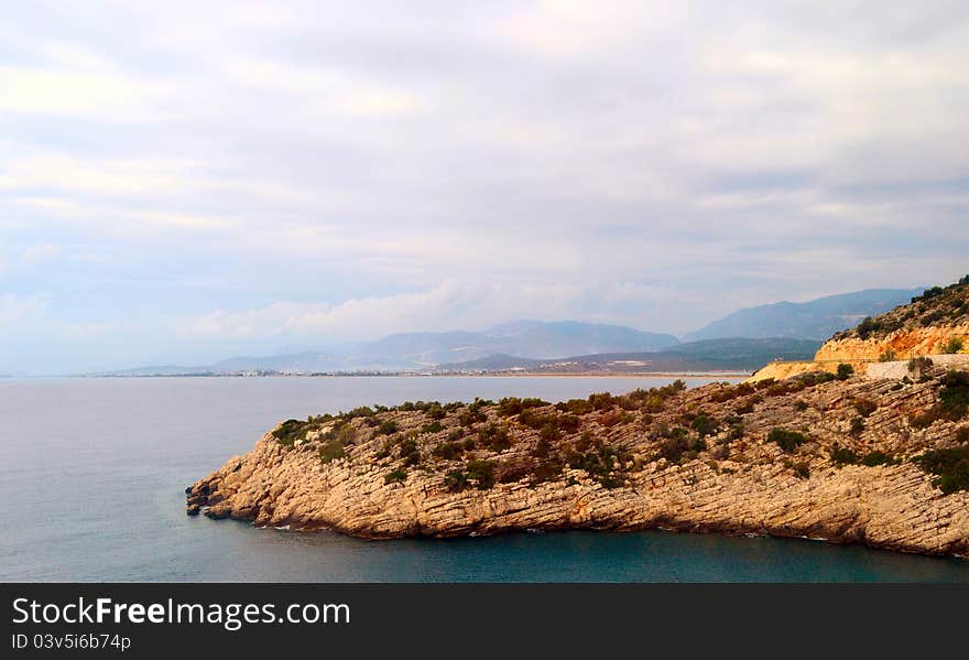 Sea bay summer landscape with sky clouds. Sea bay summer landscape with sky clouds