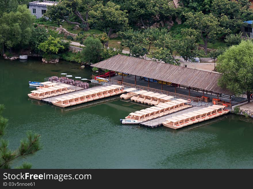 Lake house with pier and woods in Beijing,China