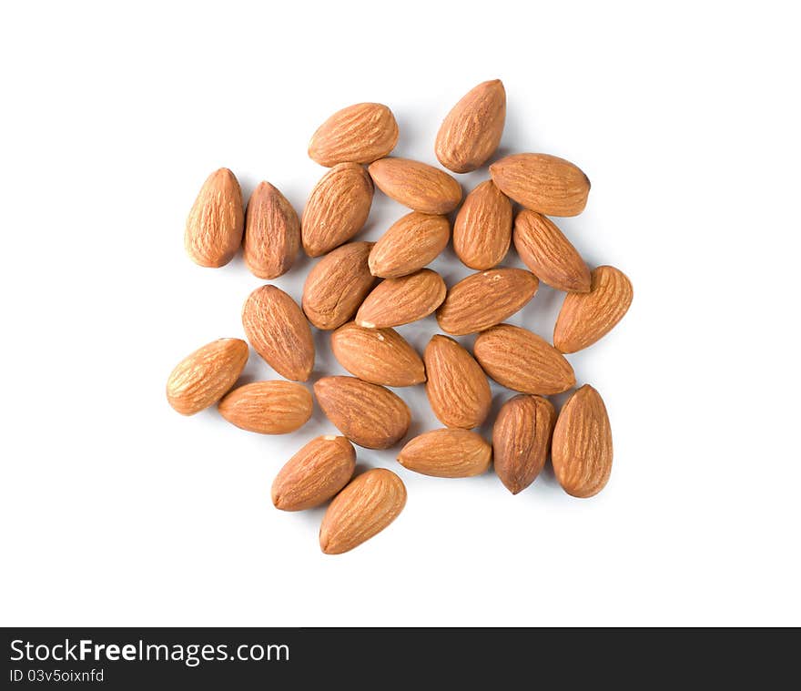 Handful almond isolated