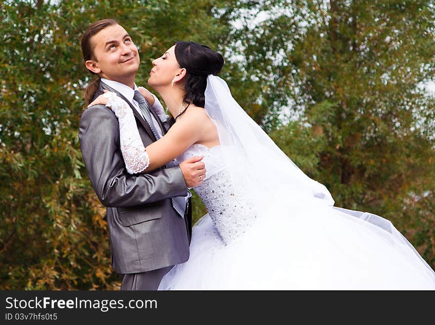 Happy bride and groom