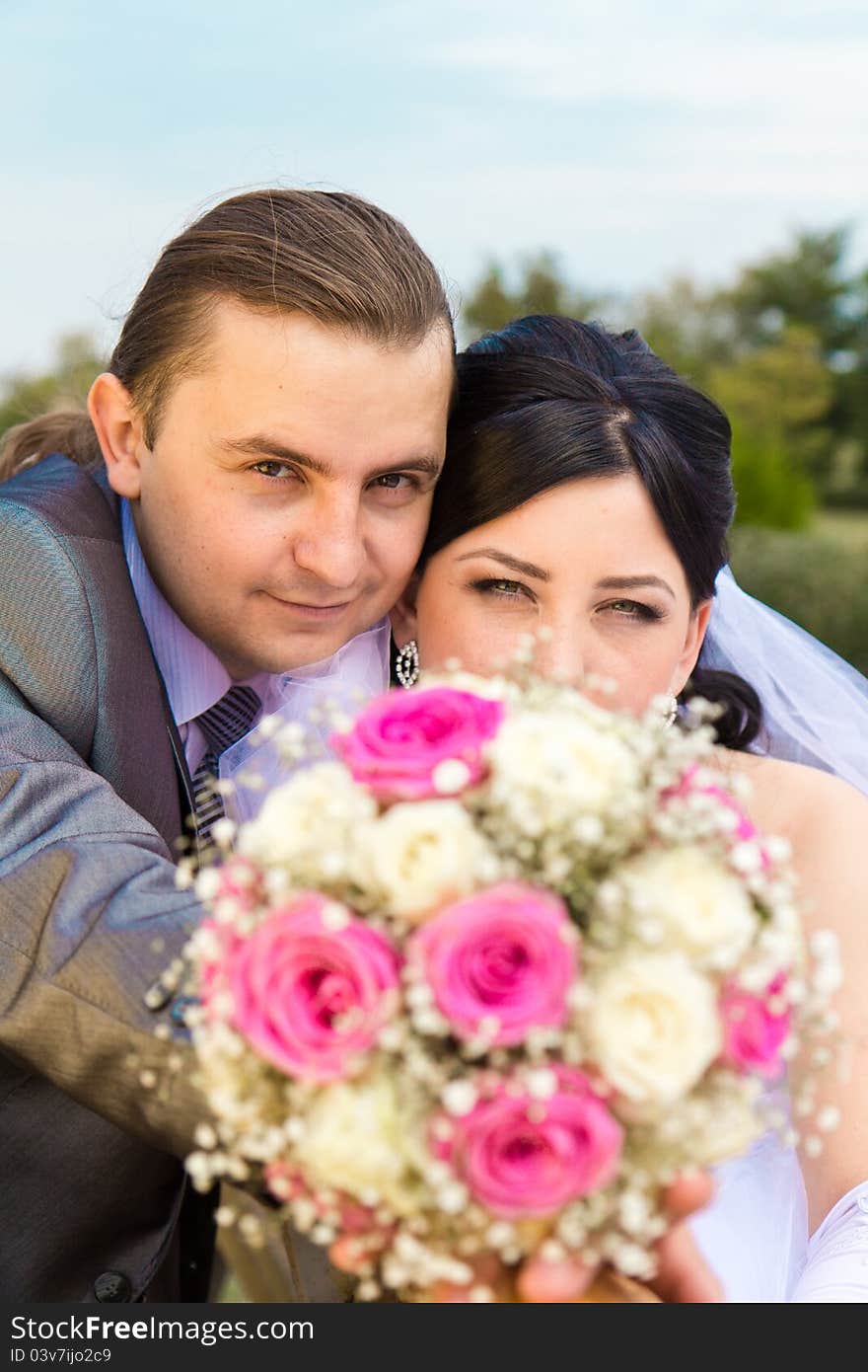 Happy bride and groom