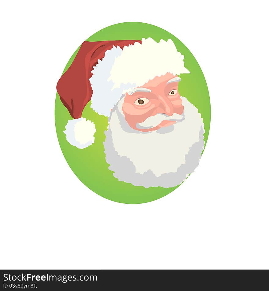 Santa's face on a green background. Santa's face on a green background