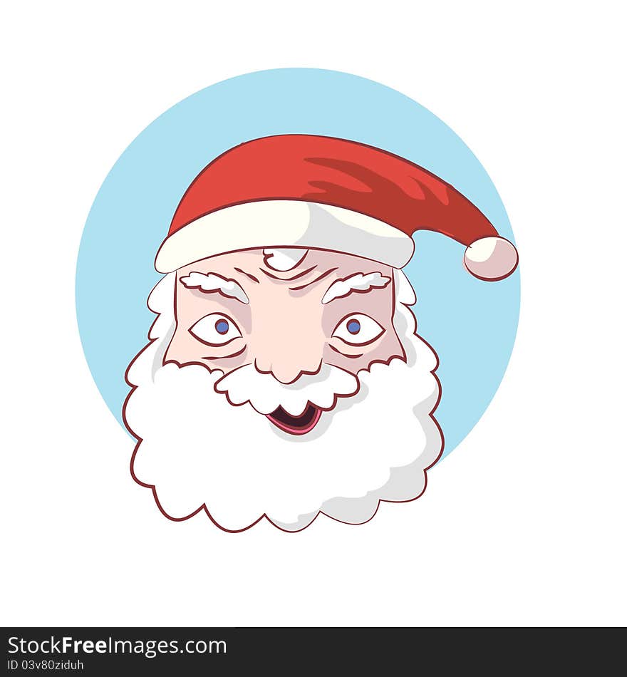 Santa's face on a blue background. Santa's face on a blue background