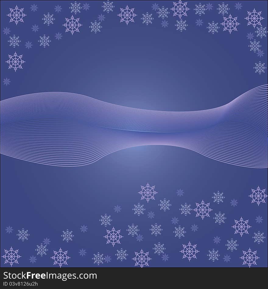 Winter blue background with snowflakes