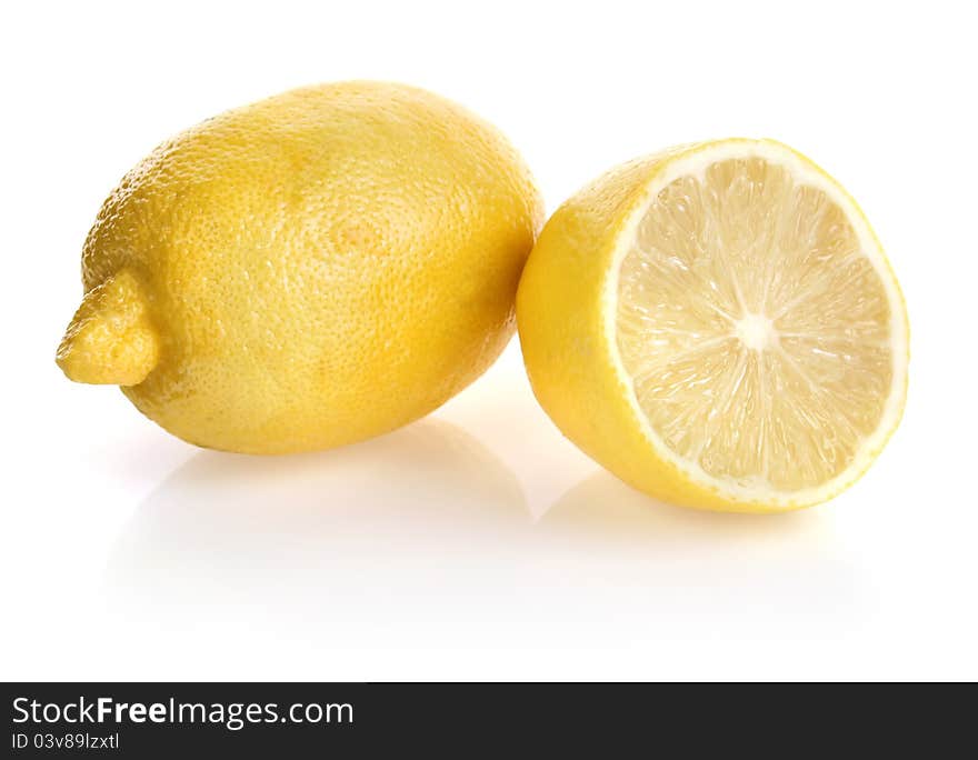 Fresh ripe lemon on white background