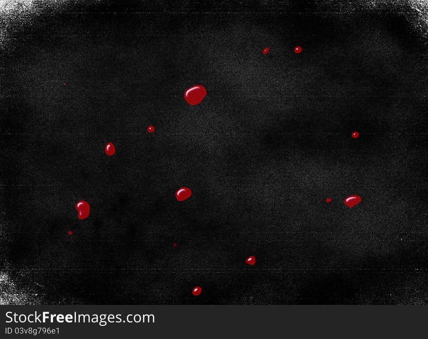 Drops of blood on black grunge background