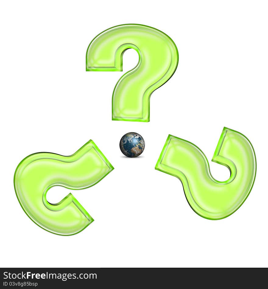 Global sign mede from question signs and earth