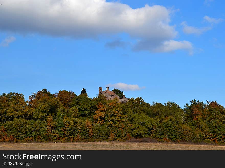 Montesiepi church in autumn, beautiful colors in Siena, Tuscany. Montesiepi church in autumn, beautiful colors in Siena, Tuscany.