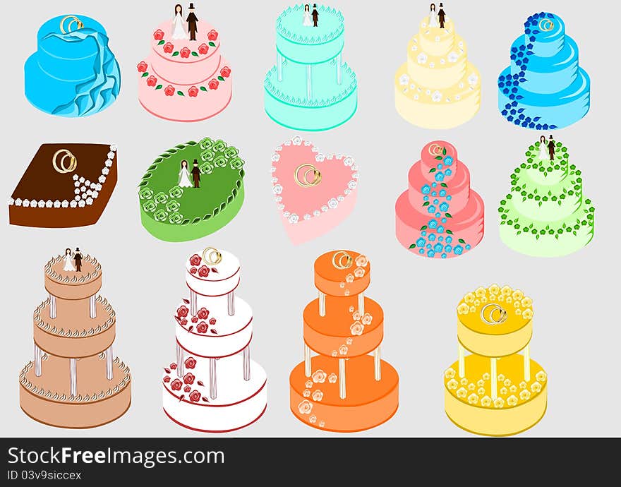 Wedding cakes set