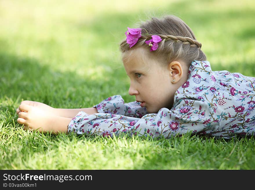 Pretty girl on grass