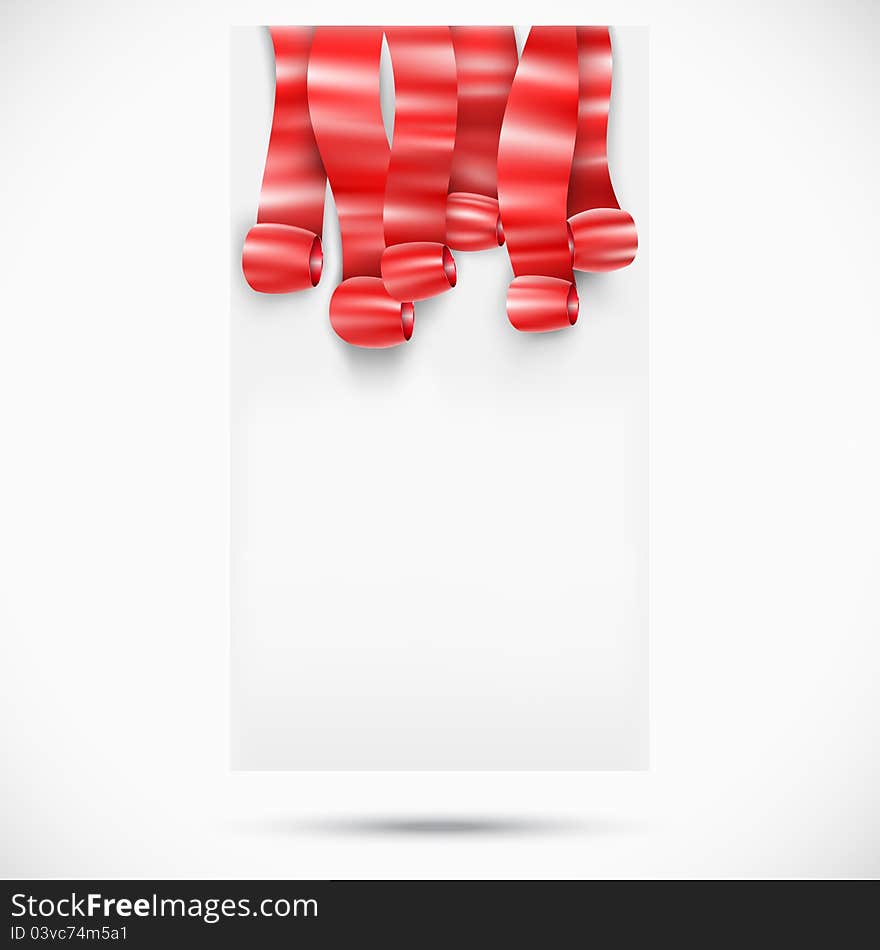 Blank tag with shine ribbons. Vector illustration