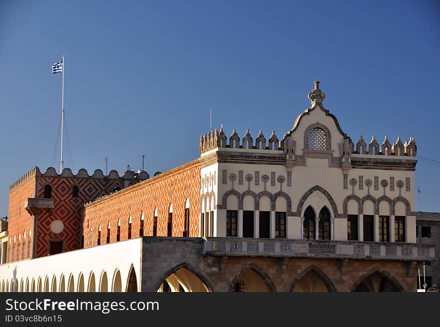 The government house is constructed near the harbour in rhodes, greece ( also known as the goverors palace). The government house is constructed near the harbour in rhodes, greece ( also known as the goverors palace)