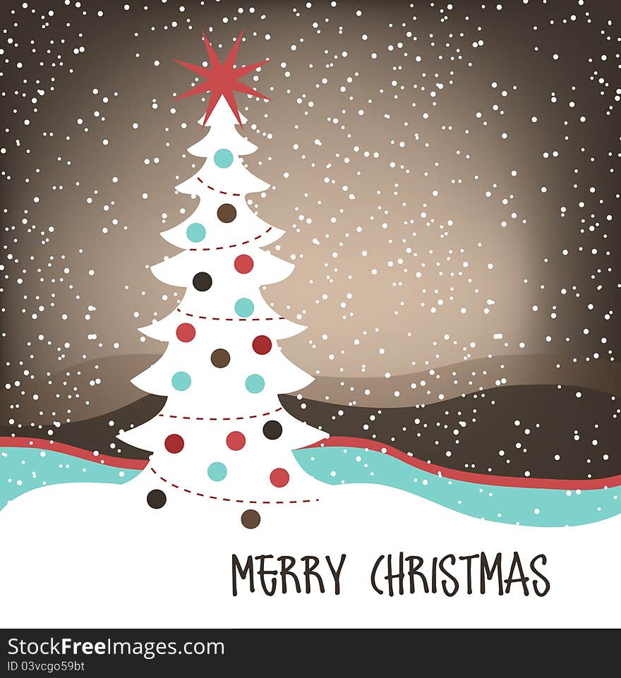 Christmas background with decorated Christmas tree, vector available