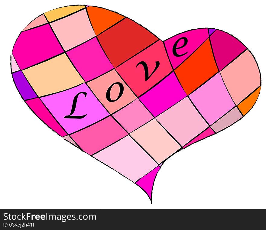 Multicolored love heart, illustration for design purposes. Multicolored love heart, illustration for design purposes