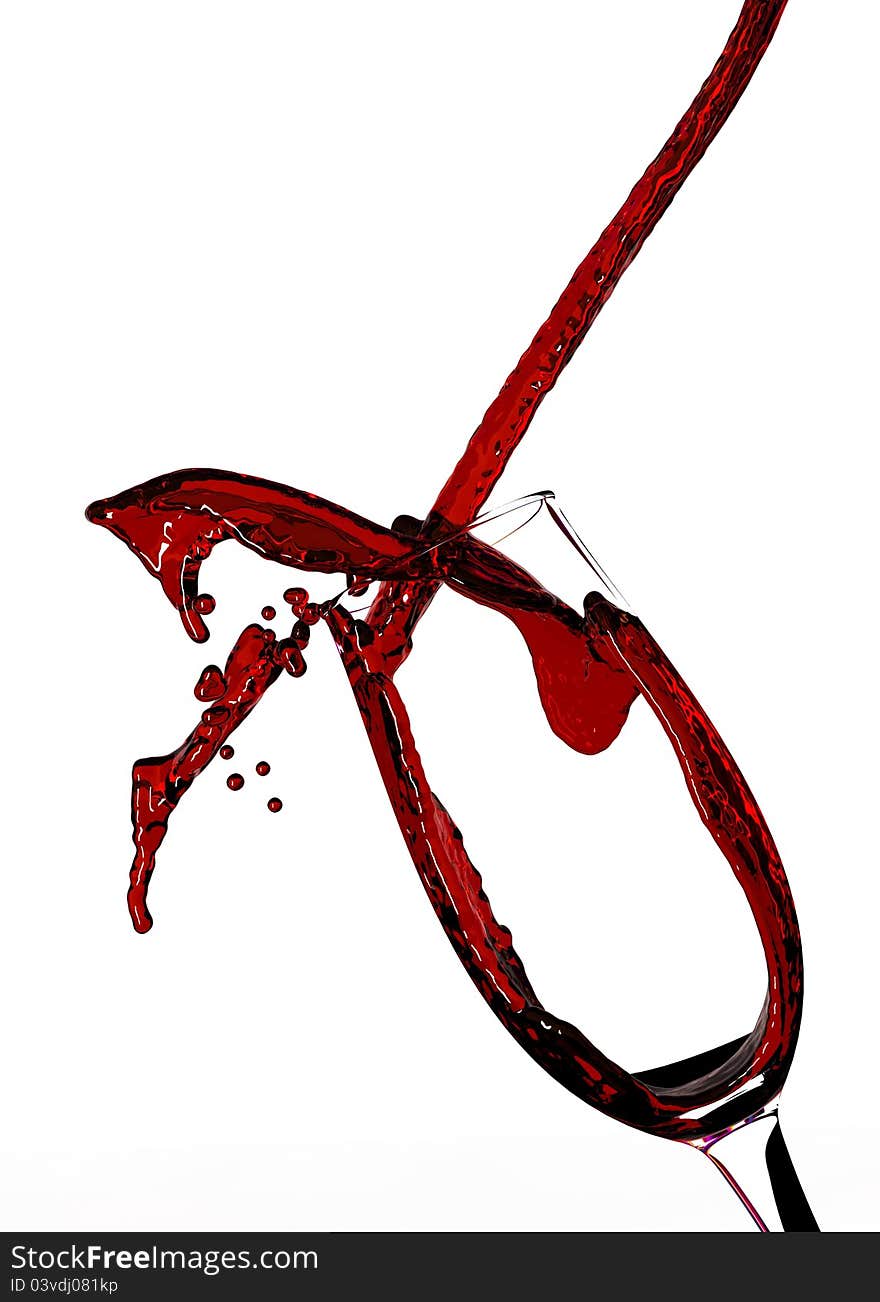 Red Wine Abstract Splashing Isoleted