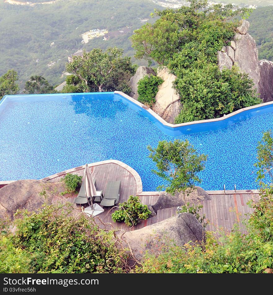 Swimming pool in top of mountain