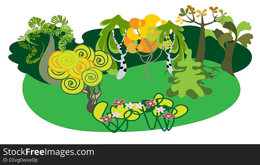 Stylized image of a summer day in the deciduous forest. Stylized image of a summer day in the deciduous forest