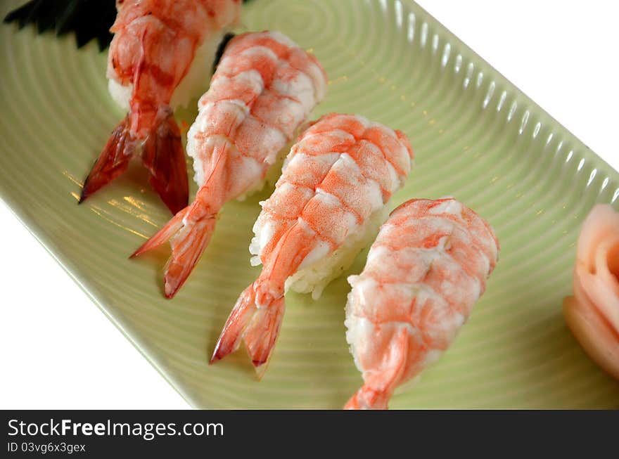 Delicious sushi with tiger shrimp. Delicious sushi with tiger shrimp