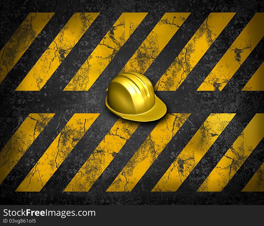 Under construction background with 3d helmet and grunge