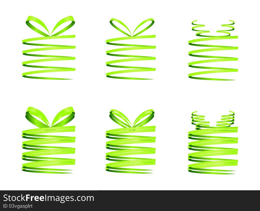 Set of six green christmas design gifts.