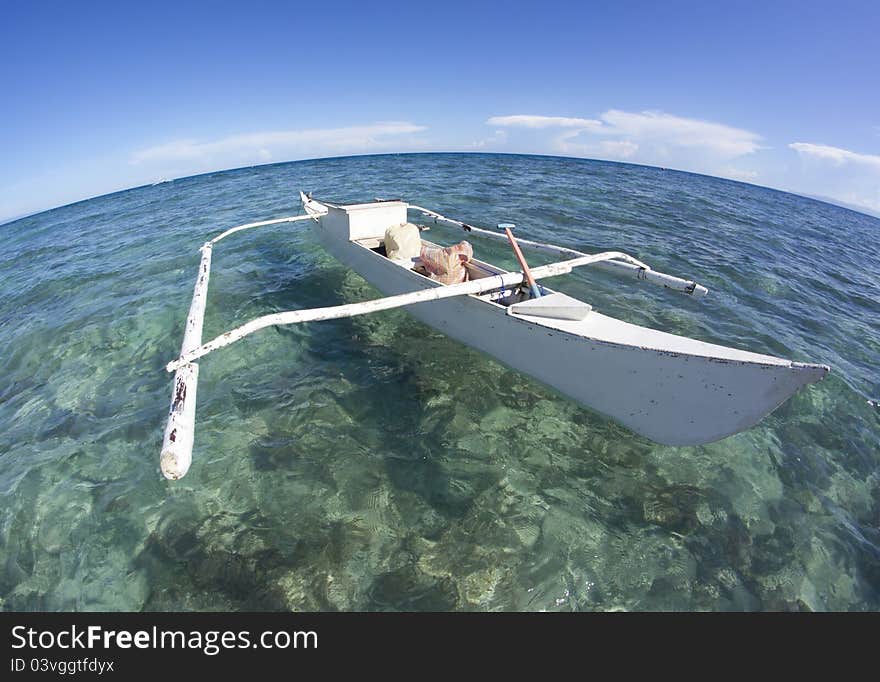 Small catamaran at the beach