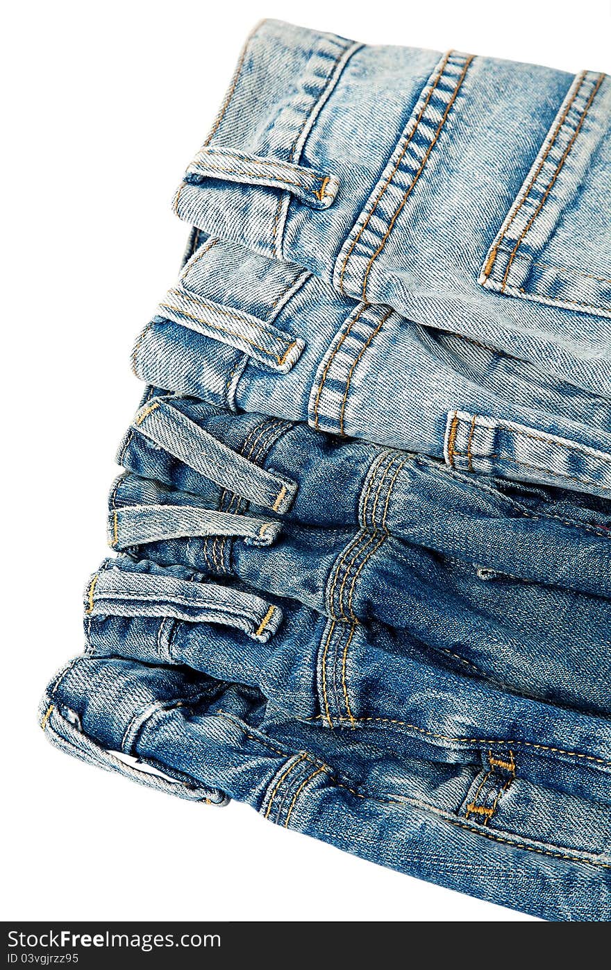 Blue jeans isolated on white background