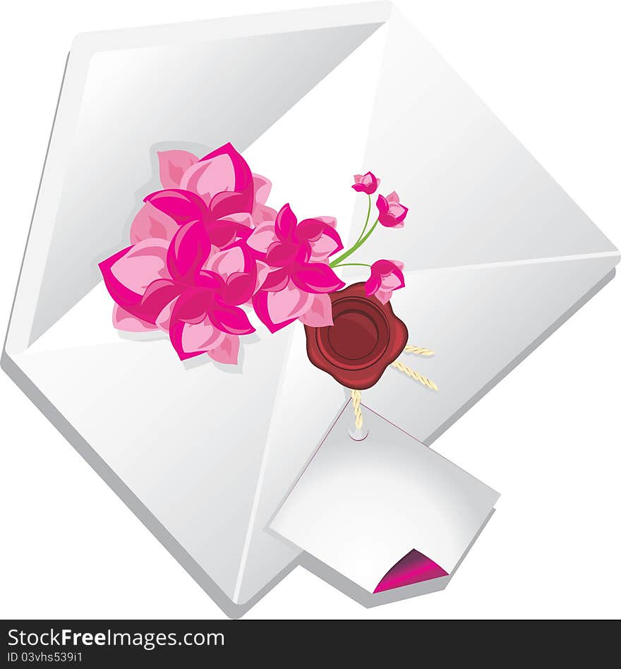 Holiday envelope with flowers. Illustration