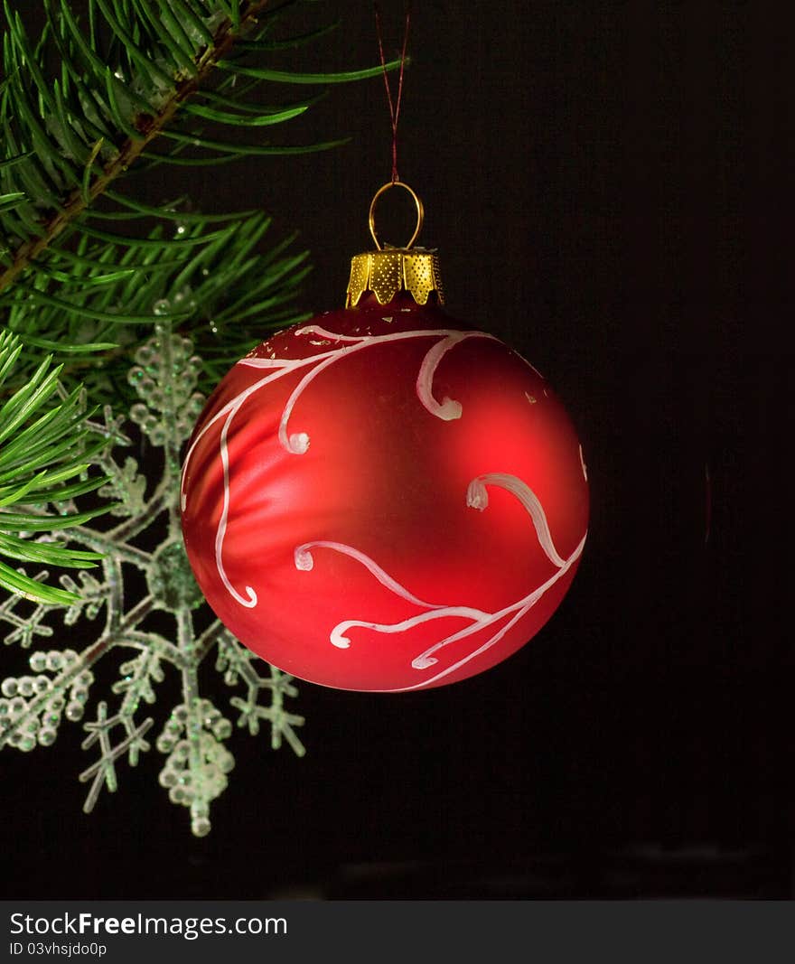 Hand painted bauble on the Christmas tree.