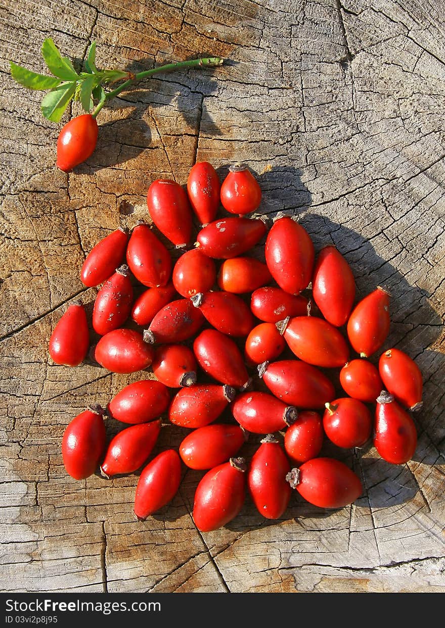 Briar fruits on a wood surface