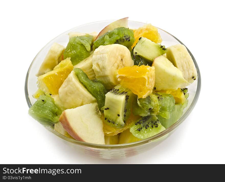 Fresh fruits salad  isolated on white background. Fresh fruits salad  isolated on white background