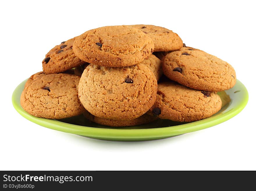 Cookies with chocolate crumbs on a dessert plate. Cookies with chocolate crumbs on a dessert plate.