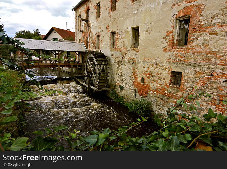 Old abandoned water mill in Western Bohemian town of Horazdovice (Czech Republic). Old abandoned water mill in Western Bohemian town of Horazdovice (Czech Republic)