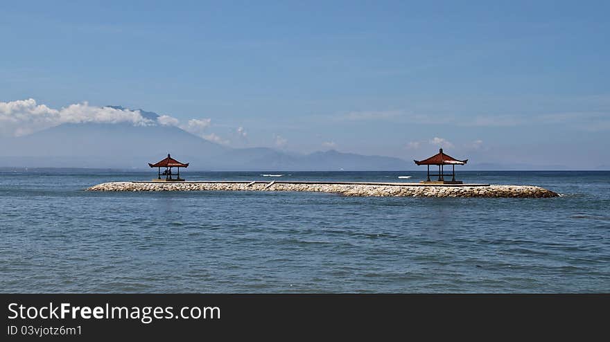 Two places for meditation surrounded by the water