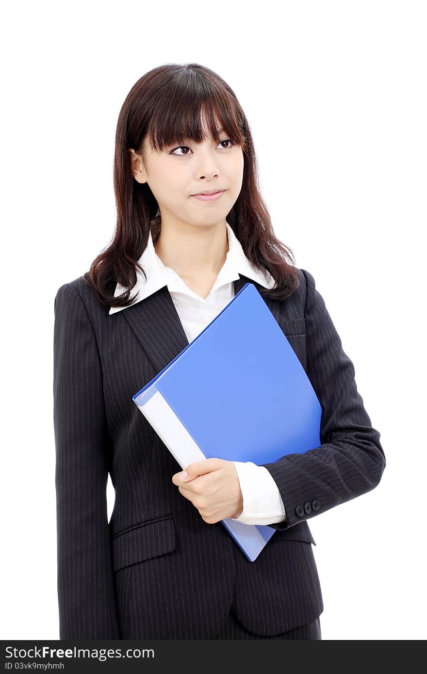 Young asian business woman holding a file documant