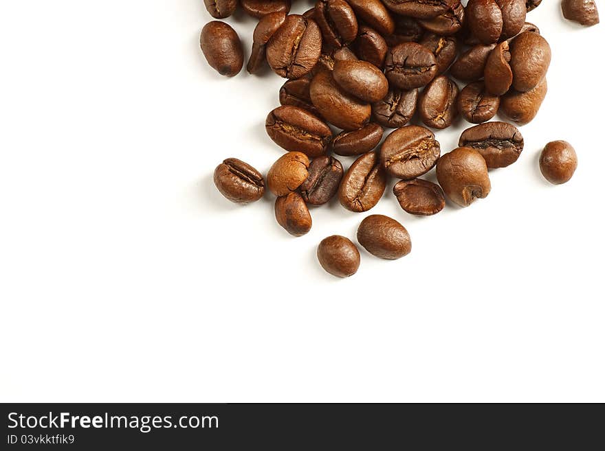 Coffee beans, photographed in white bottom