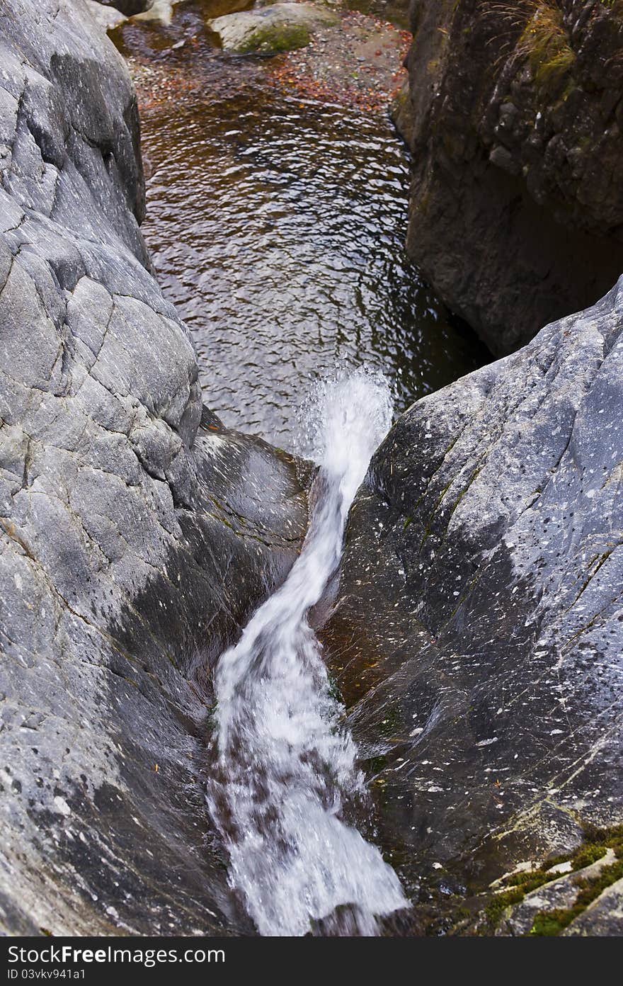 Autumn Waterfall In Mountain