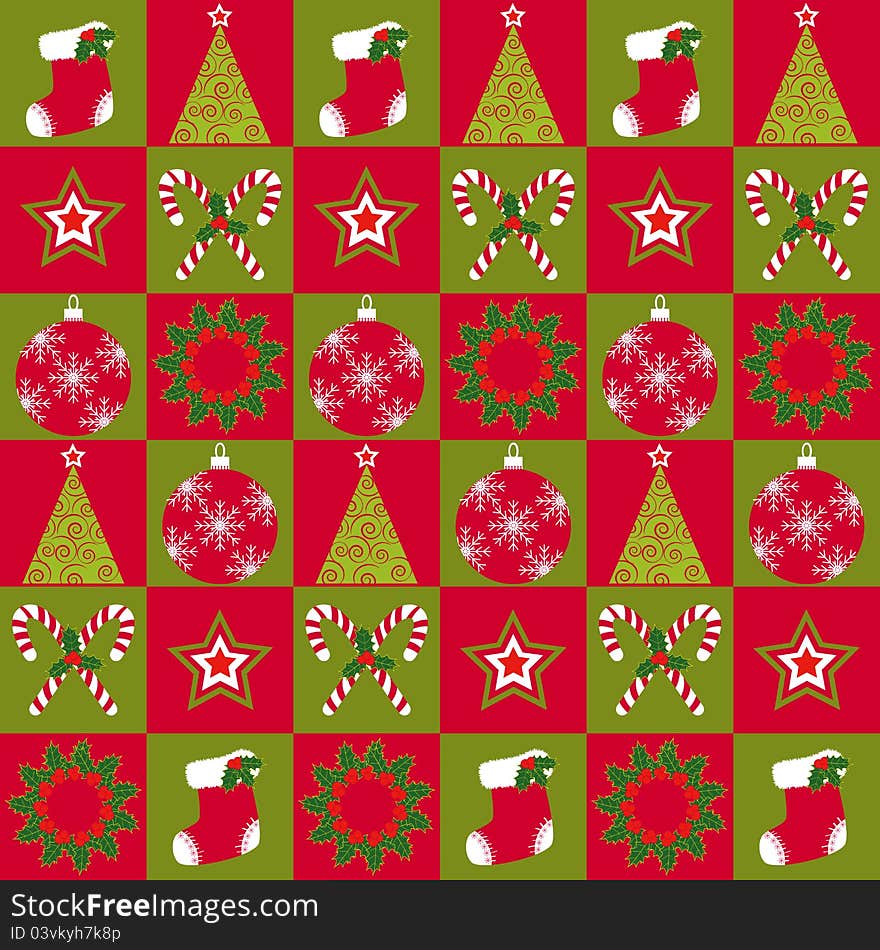 Christmas Ornament Seamless Pattern