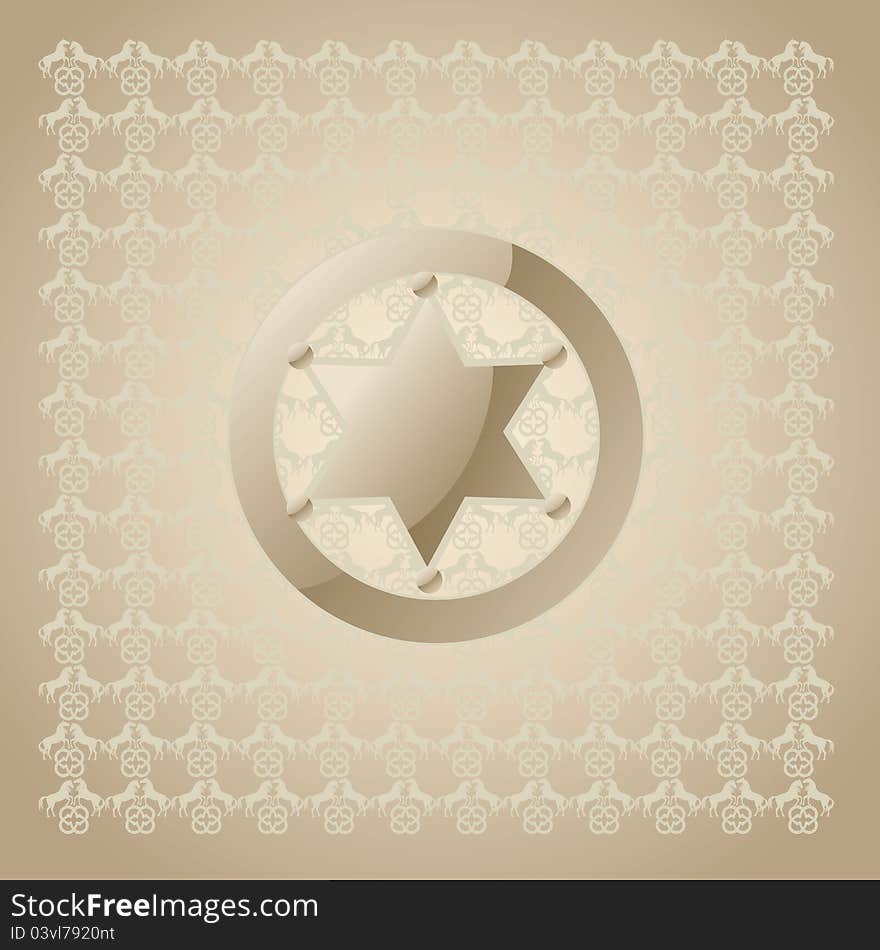 Sheriff star, horse pattern beige